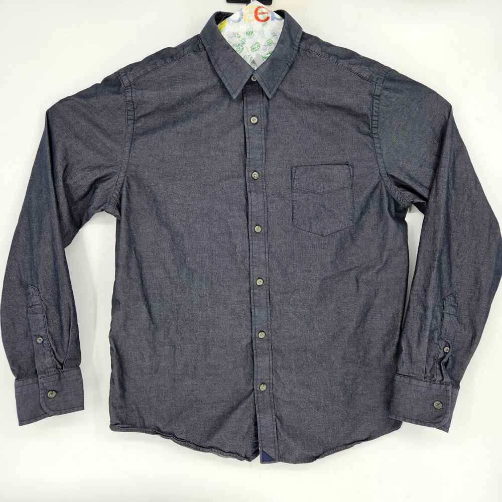Untuckit Shirt Mens‎ Large Button Up Casual Dark Gray Long Sleeve Casablanca